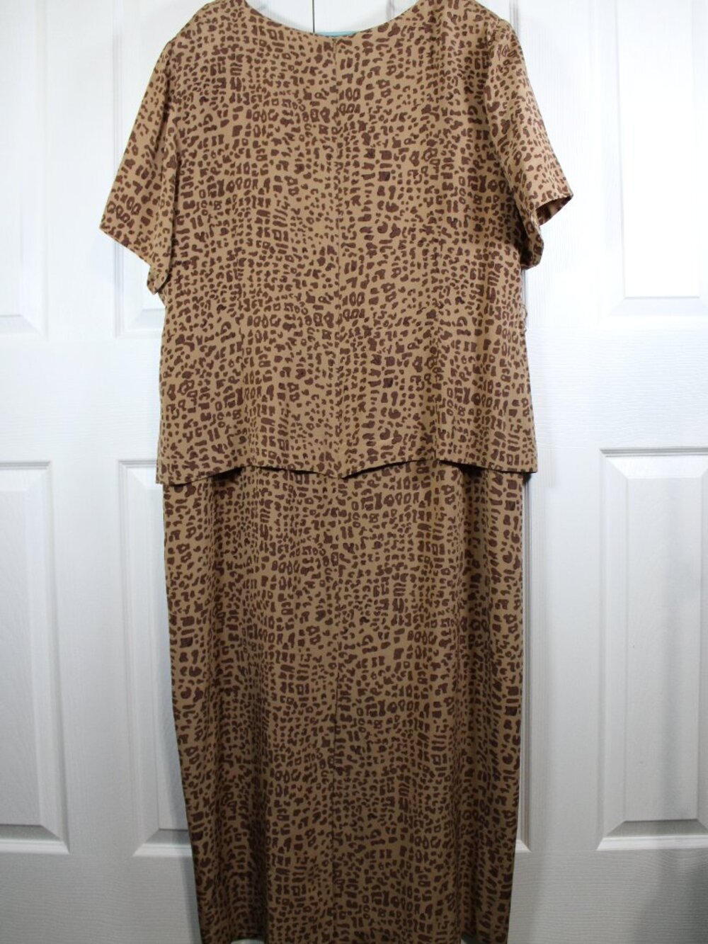 Vintage Spenser Jeremy Womens 100% Silk Leopard Print Short Sleeve Maxi Dress